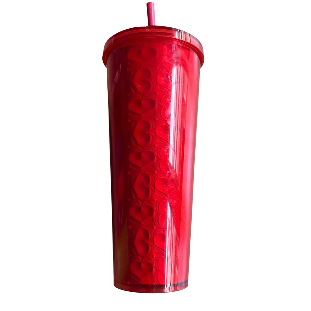 STARBUCKS 2019 Limited Edition Red Heart 24oz Tumbler Venti Straw Lid Valentines